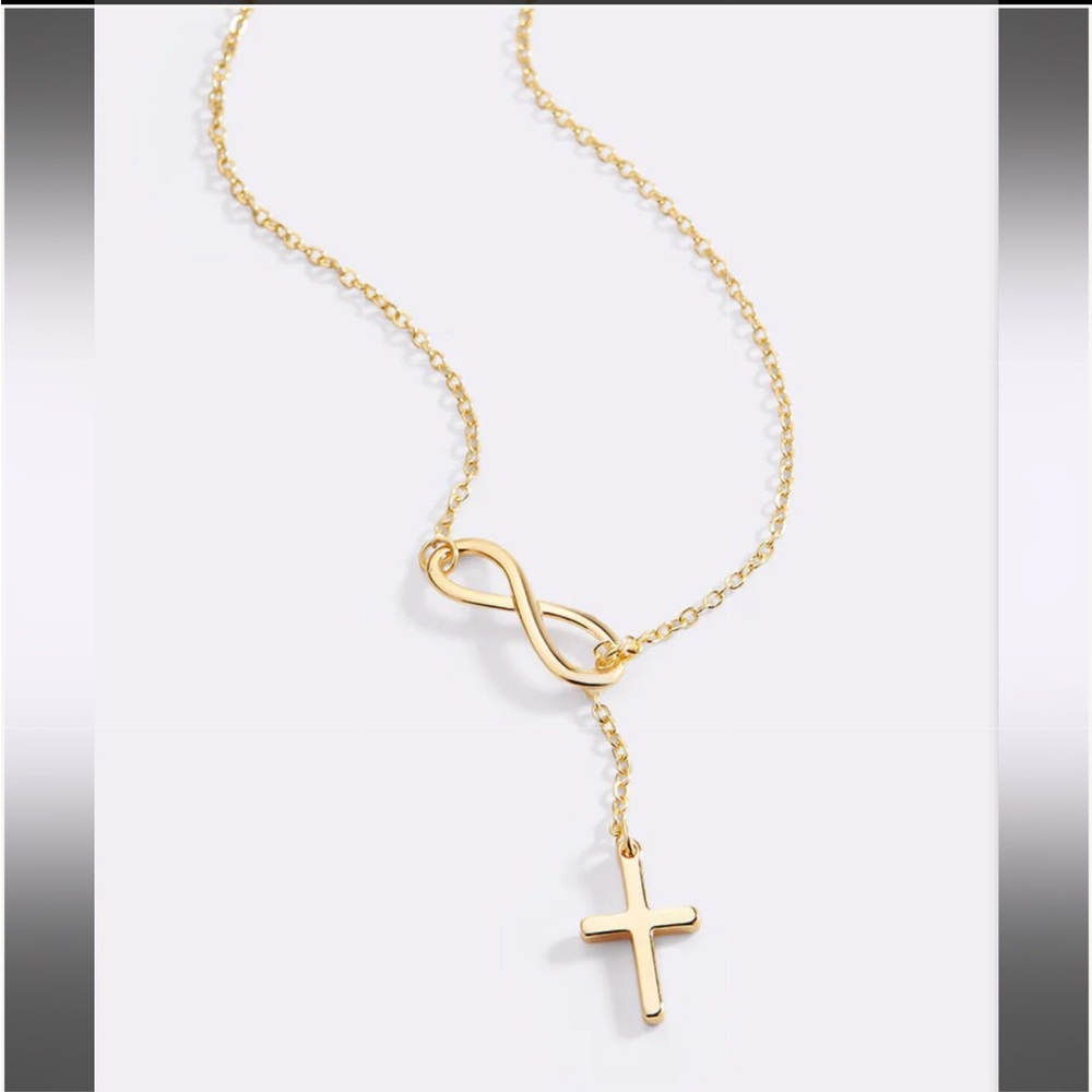 Gold Infinity Cross Necklace - Picture 14 of 16